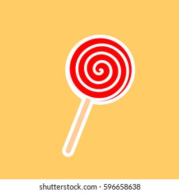 Candy stick icon, isolated sticker, flat design template, vector illustration