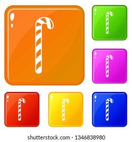 Candy stick icons set collection vector 6 color isolated on white background