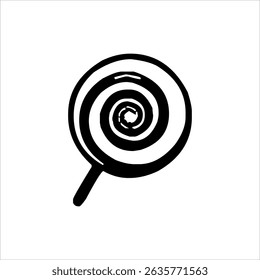 Candy and stick image. Simple vector. Black and white.