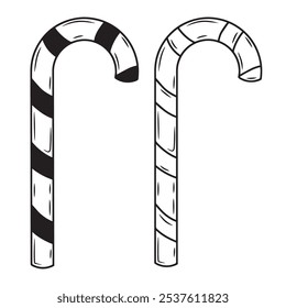 Candy Sticks, minimalistische Linie, Vektorkunst von Süßigkeiten