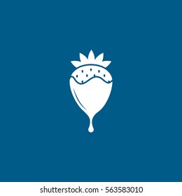 Candy Strawberry Flat Icon On Blue Background