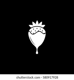 Candy Strawberry Flat Icon On Black Background