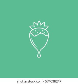 Candy Strawberry Line Icon On Green Background