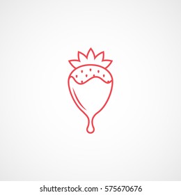 Candy Strawberry Red Line Icon On White Background