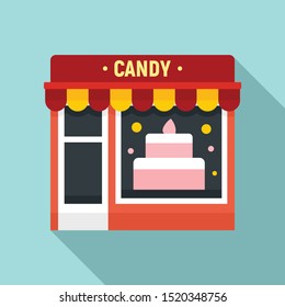 Candy street shop icon. Flat illustration of candy street shop vector icon for web design