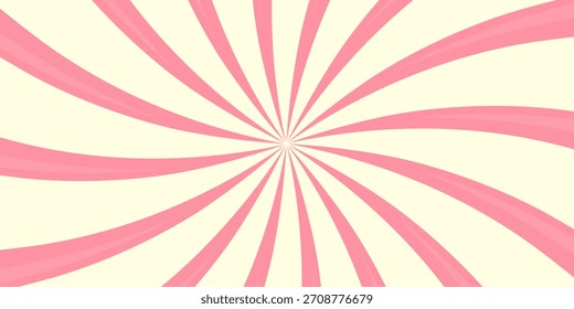 Fundo listrado doce. Textura doce de Natal. Padrão de raios em rosa espiral.