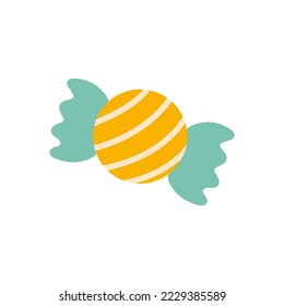 Candy with striped pattern isolated on white background.