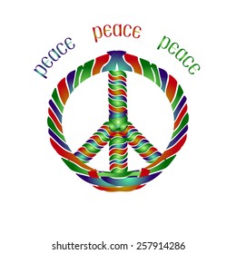 The candy striped style Peace Sign, isolated on white background. Use to create your postcard, banner and labels or to design your own printed T-shirts. 