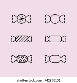 candy sucker sweets round lollypops line black icons set