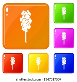 Candy sugar stick icons set collection vector 6 color isolated on white background