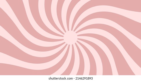Candy, sweet background with rays. Vortex cream, whirlpool. Abstract summer pattern, retro banner. Vector illustration