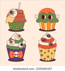 Candy and sweet cupcake for spooky Halloween season