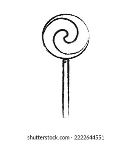 Candy of sweet doodle. Lollipop caramel  in sketch style isolated on white background. For design stickers, menu, candy shop.