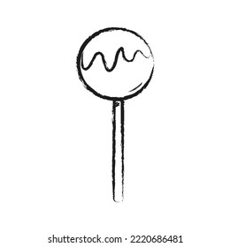Candy of sweet doodle. Lollipop with glaze in sketch style isolated on white background. For design stickers, menu, candy shop. Png, transparency.