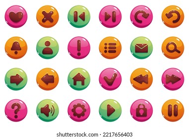 Candy sweet glossy game ui button design element concept. Vector graphic design illustration
