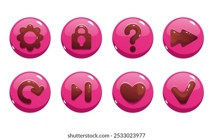 Candy sweet glossy game ui button design element concept. Vector graphic design illustration