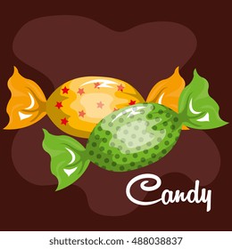 candy sweet green and yellow with chocolate background graphic