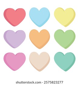 Candy sweet hearts collection vector cartoon illustration