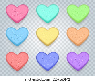 Candy Sweet Hearts. Love Sweetheart Conversation Valentines Candies Isolated On Transparent Background