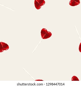 Candy sweet hearts pattern vector. Seamless vector pattern with hand drawn sketch lollipops. Wrapping textile fabric wallpaper valentines love design.