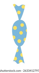 Candy, sweet in polka dots wrapper hand drawn illustration, isolated vector on transparent. Flat style design. Birthday celebration, festival, carnival, party, anniversary clip art, element
