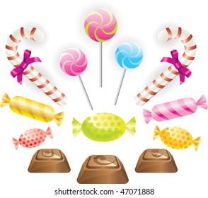 Candy sweet set. Vector illustration.