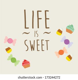 candy sweet with text greeting card