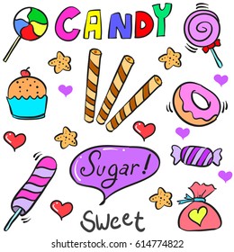 Candy sweet various of doodle style
