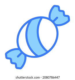caramelo, icono de contorno azul vector dulce.