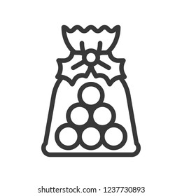 candy sweets in bag xmas theme icon  editable outline