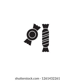 Candy sweets black vector concept icon. Candy sweets flat illustration, sign