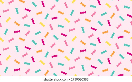 Candy sweets cute vector pattern. Girls fashion print design.