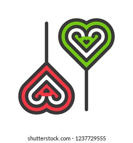 candy sweets lollipop in xmas theme icon.  editable outline
