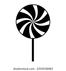 Candy swirl lollipop icon silhouette black flat isolated vector