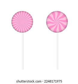 Candy swirl rays on white. Pink  spiral.  Love Concept.Vector illustration.