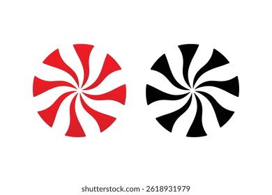 Candy Swirl Sticker Vector, festive peppermint candy swirl vector, holiday red candy swirl vector