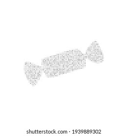 The candy symbol filled with black dots. Pointillism style. Vector illustration on white background