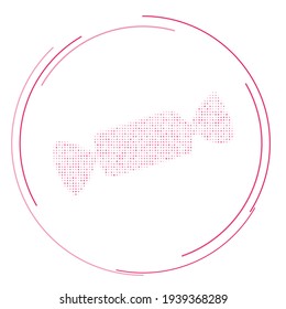 Símbolo de caramelo relleno de puntos rosas. Estilo de puntillismo. Ilustración del vector sobre fondo blanco