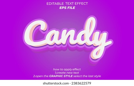 candy text effect, font editable, typography, 3d text. vector template