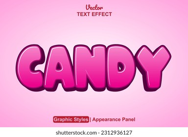 candy text effect with pink graphic style and editable.