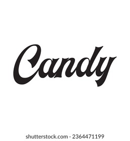 candy text on white background.