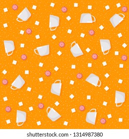 Candy theme seamless patterns. For decoration, print, wrapping paper or advertising. 
