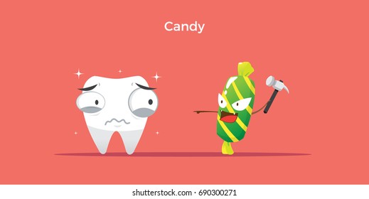Candy threat teeth with hammer