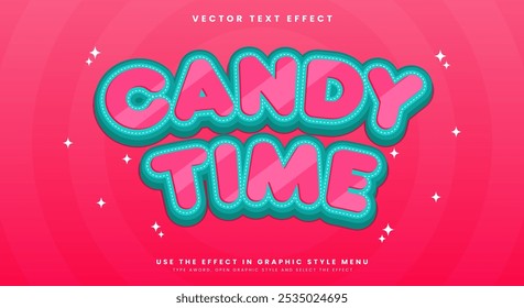 Plantilla de efecto de texto editable Candy Time 3d adecuada para productos alimenticios sabrosos