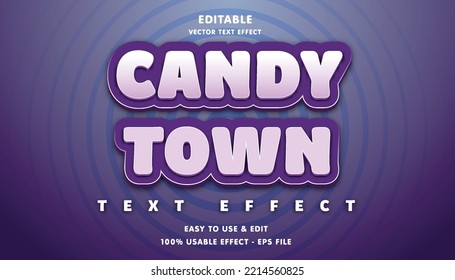 candy town editable text effect with modern and simple style, usable for logo or campaign title