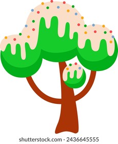 Árbol de caramelo con ilustración vectorial de crema