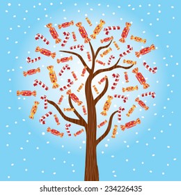 Candy tree. Vector illustration. 