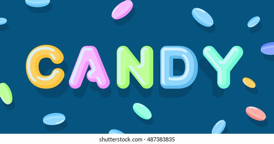 Candy typography. Sweet letters. Lollipops lettring. caramel
