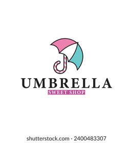 
Logo-Emblem für Süßigkeiten und Regenschirme