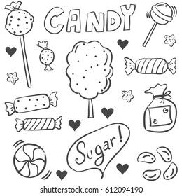 Candy various sketch doodle style